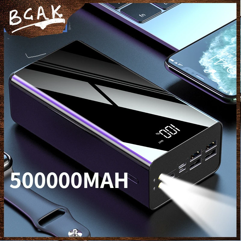 New Style BCAK 50000 MAh 100000 MAh  Factory Wholesale Ultra-large Capacity Power Bank 2A Fast Charging Customized Mobile Power