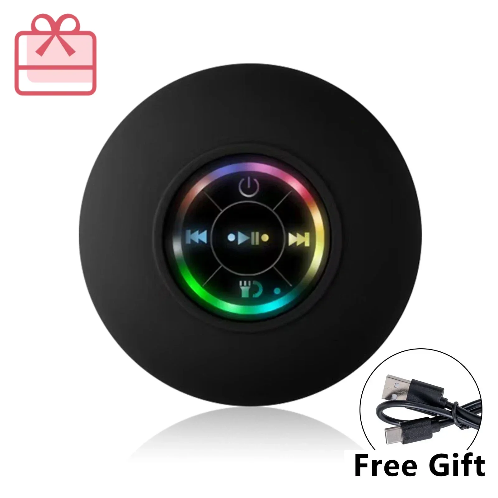 IPX6 مكبر صوت قوي مقاوم للماء بلوتوث 5.0 LED عرض ضوء استخدام حمام السباحة للتخييم بدون استخدام اليدين #1