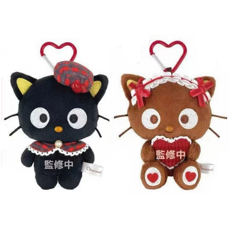 

Плюшевый брелок-талисман Chococat Brown в костюме горничной с карабином-сердцем, милый черный кот, кавайный брелок для сумки, подвеска-ключница