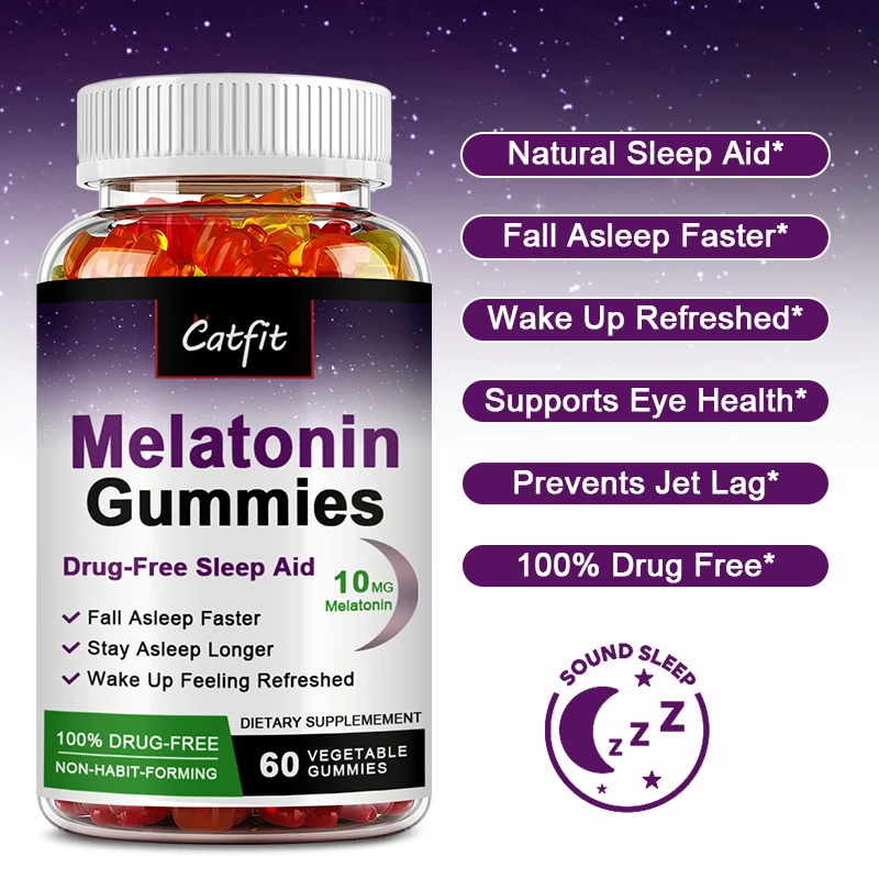 Catfit Vitamin B6 Melatonin Gummies Help Sleep Better Body clock adjustment Improve Immunity Health For Insomnia Adult