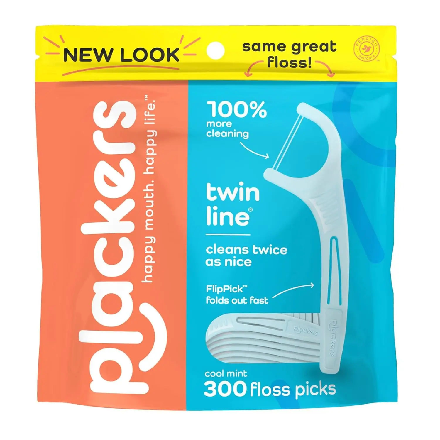 

Twin Line Dental Floss Picks, Dual-Line Tuffloss, Easy Storage, Cool Mint Flavor, 300 Count