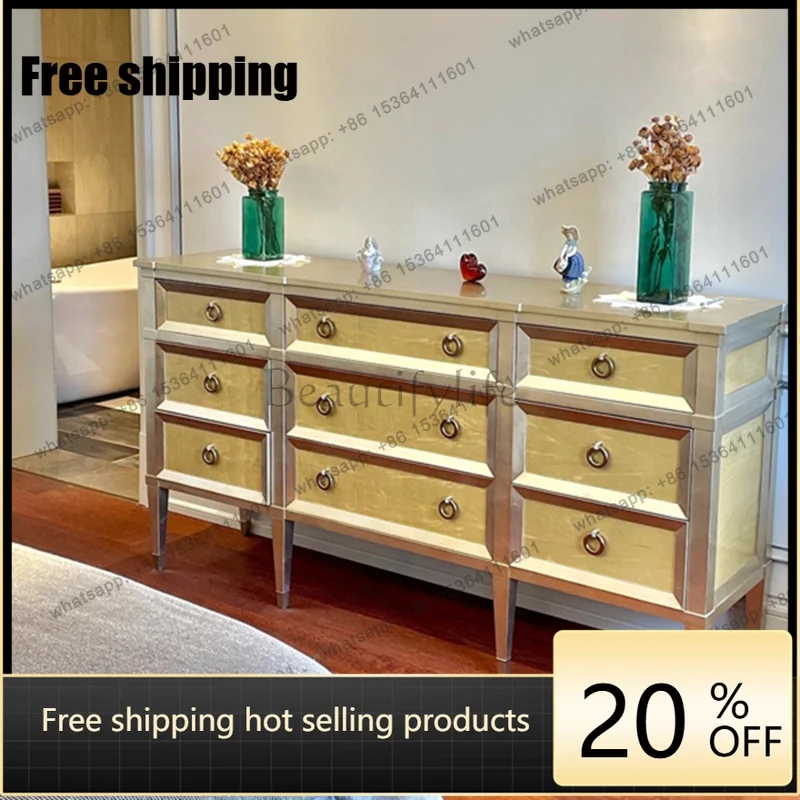 JJ American Italian morning mist dresser hand-foil all solid wood porch chest
