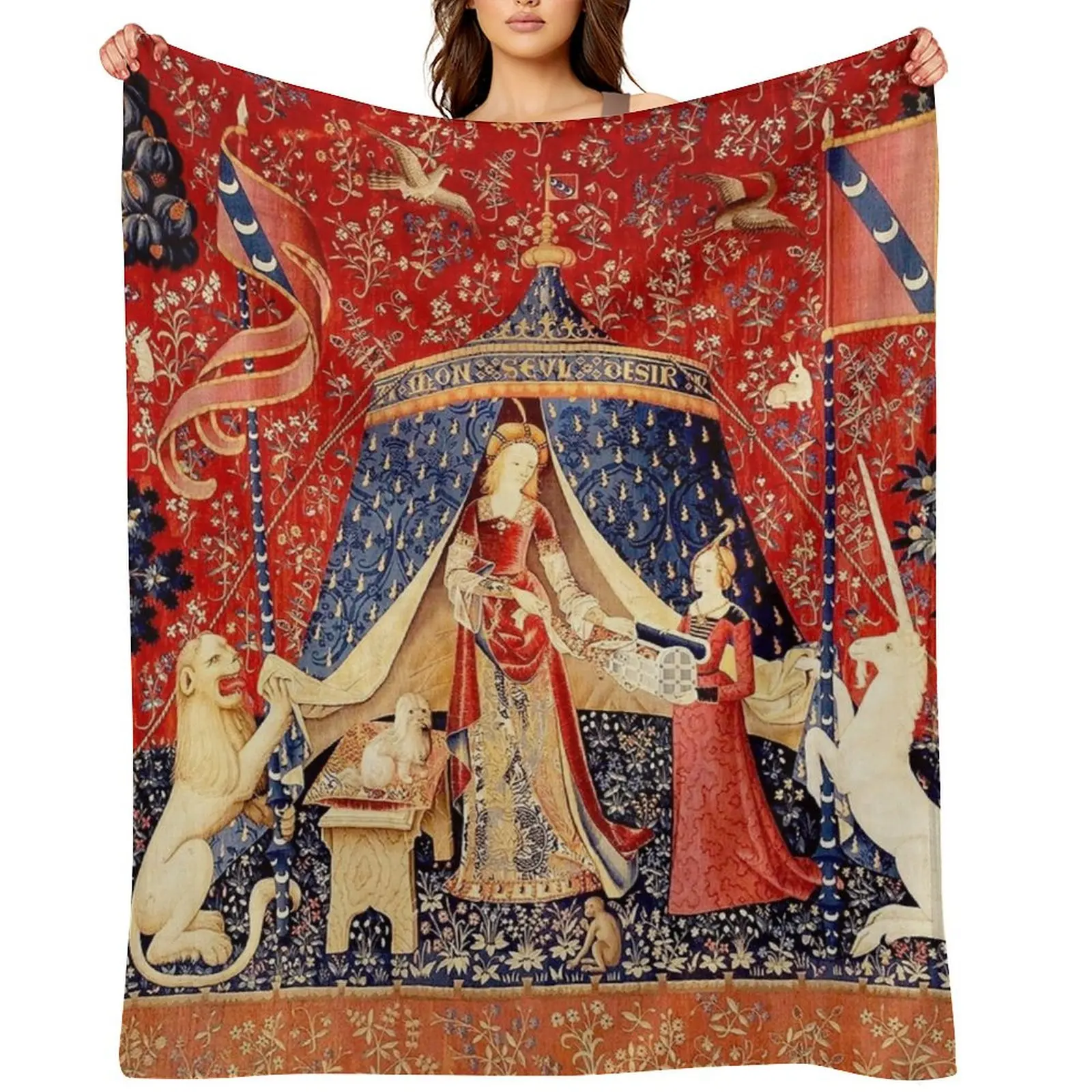 

The Lady and the Unicorn: La Dame à la licorne - Medieval Unicorn Tapestry Throw Blanket Weighted Hairys Winter beds Blankets
