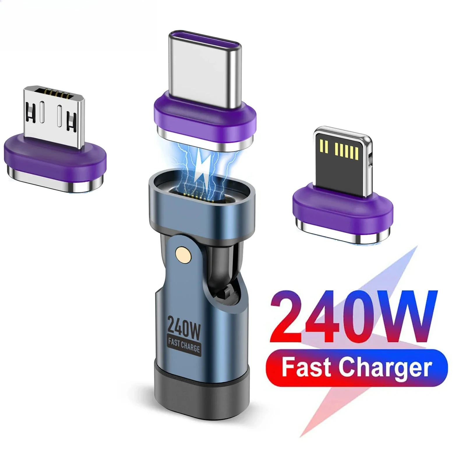 

Magnetic Type C Adapter 240W USB C Fast Charging Converter Female To Male for MacBook Pro IPhone 15 16 17 Xiaomi Samsung