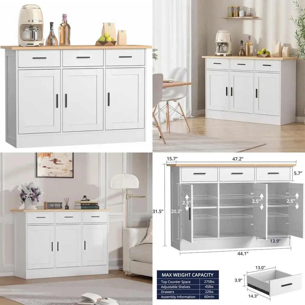 Kitchen Storage Cabinet Buffet Sideboard Wood Console Table Coffee Bar Accent Cabinets for Living Room