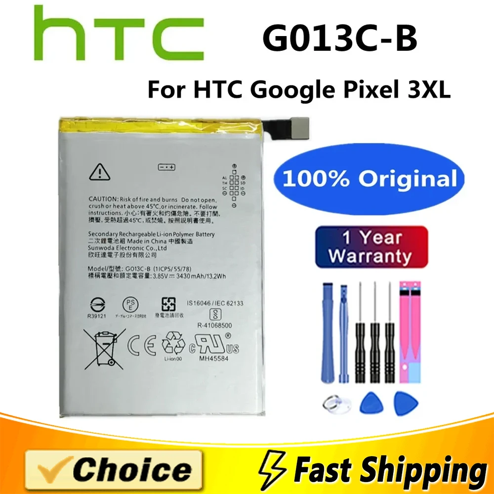 

3430mAh Phone Bateria Battery For HTC Google Pixel 3 XL 3XL Pixel3 XL,Brand New Replacement Phone Lithium Battery+Tool,G013C-B