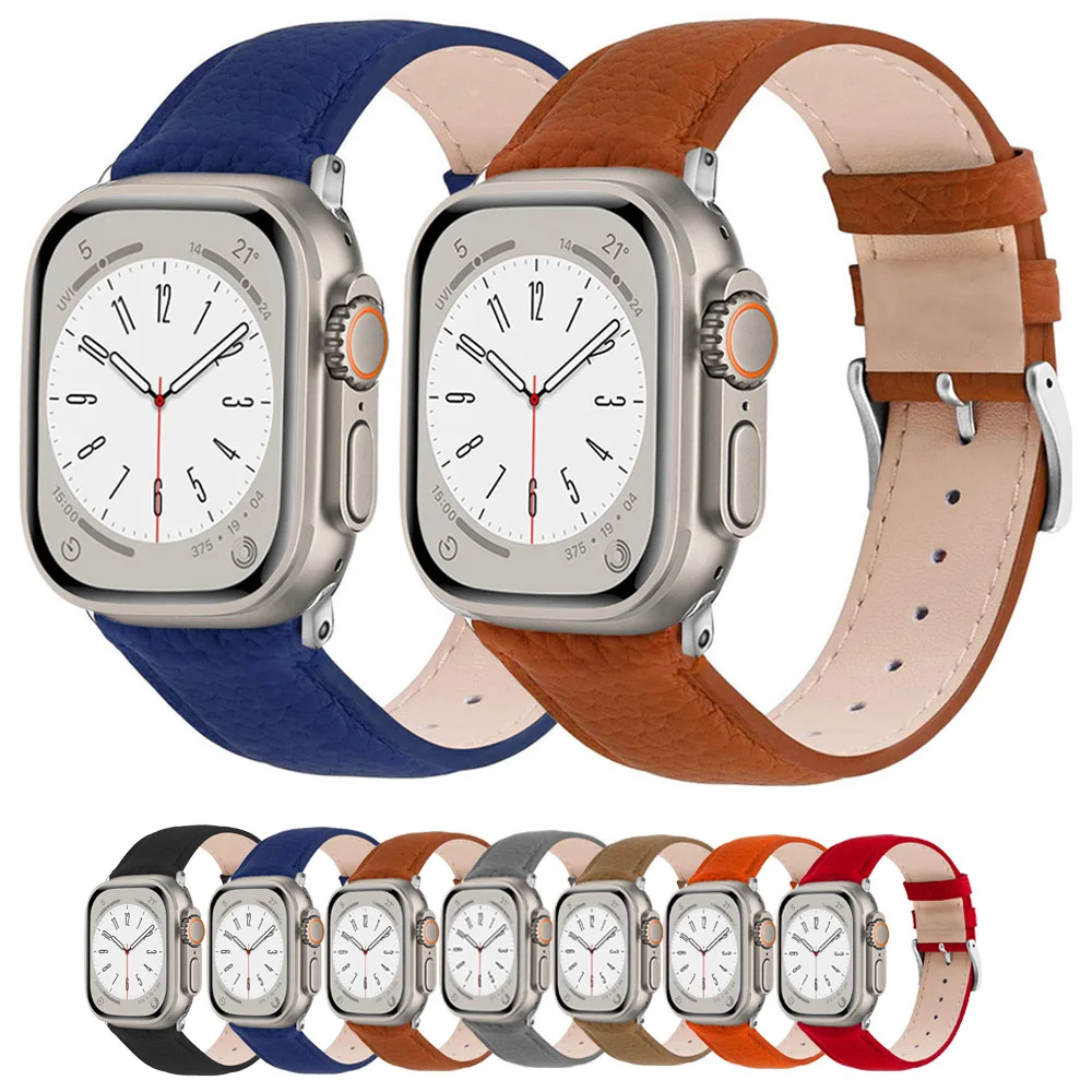 หนังสำหรับสายคาด Apple Watch Ultra 8 7 6 5 49มม.45มม.41มม.นาฬิกาสายรัดข้อมือสายรัด IWatch Loop 44มม.42มม.40มม.38มม.