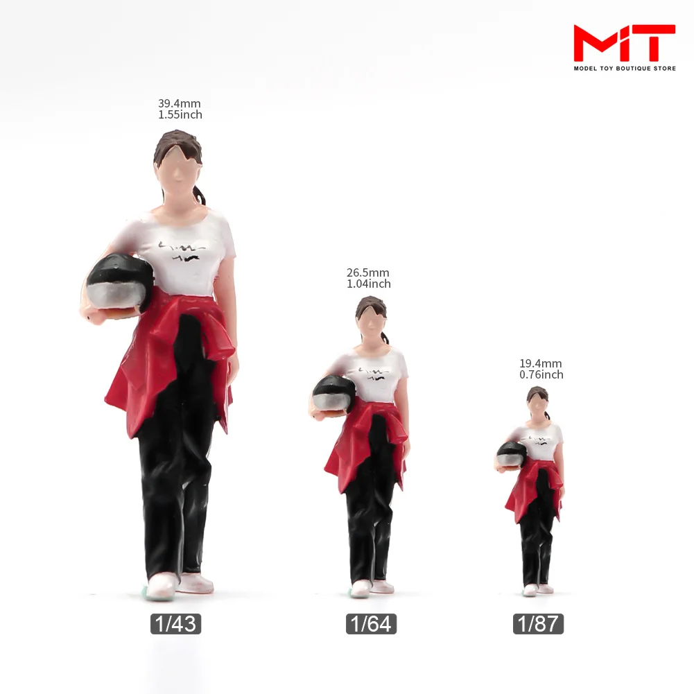 미니어처 수제 1/43 1/64, 1/87 체중계 페인트 소녀 오토바이 장면 소품, 피규어 모델 입상, 창의적인 사진