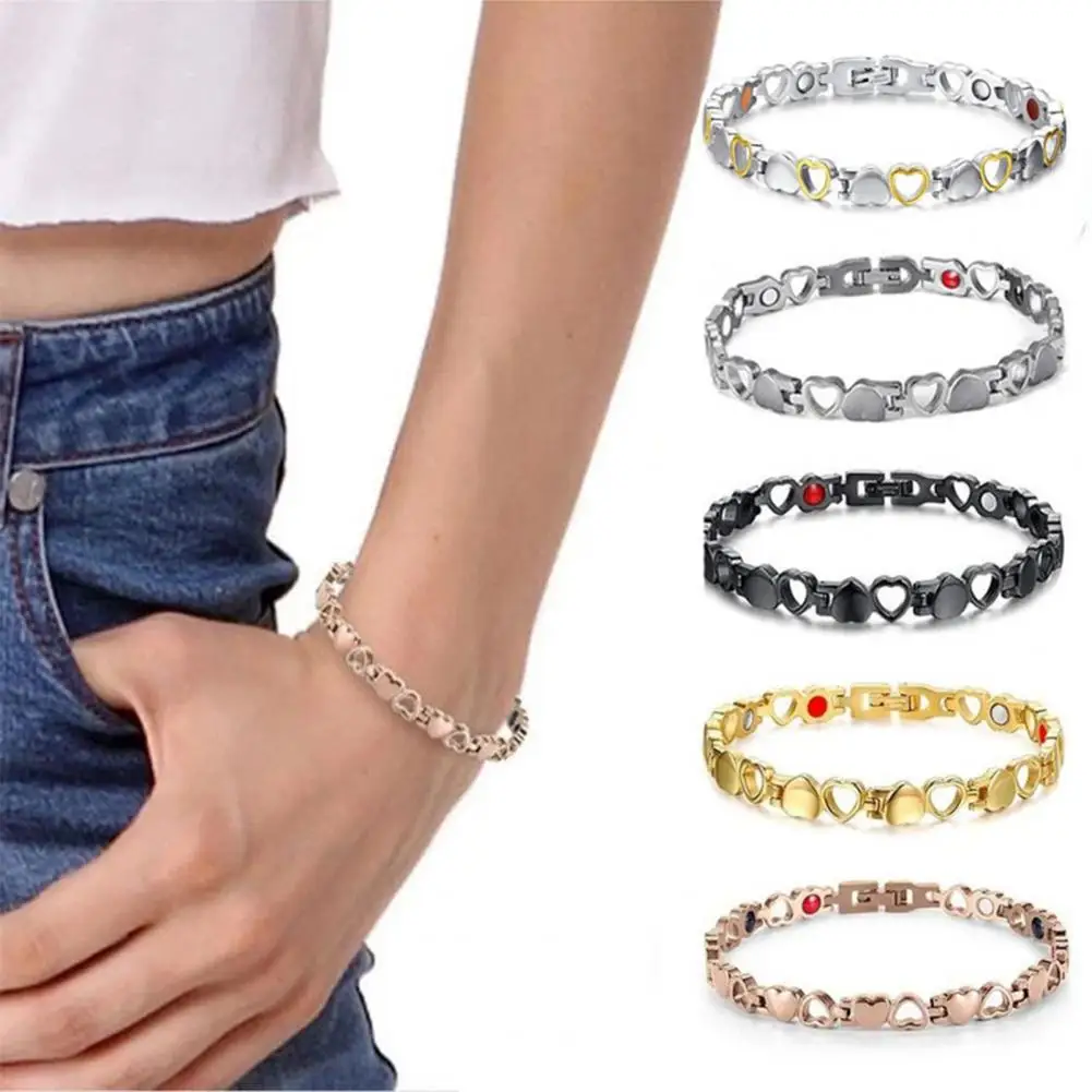 Healing Hypoallergenic Heart-shaped Women Magnetic Bangle for Dating