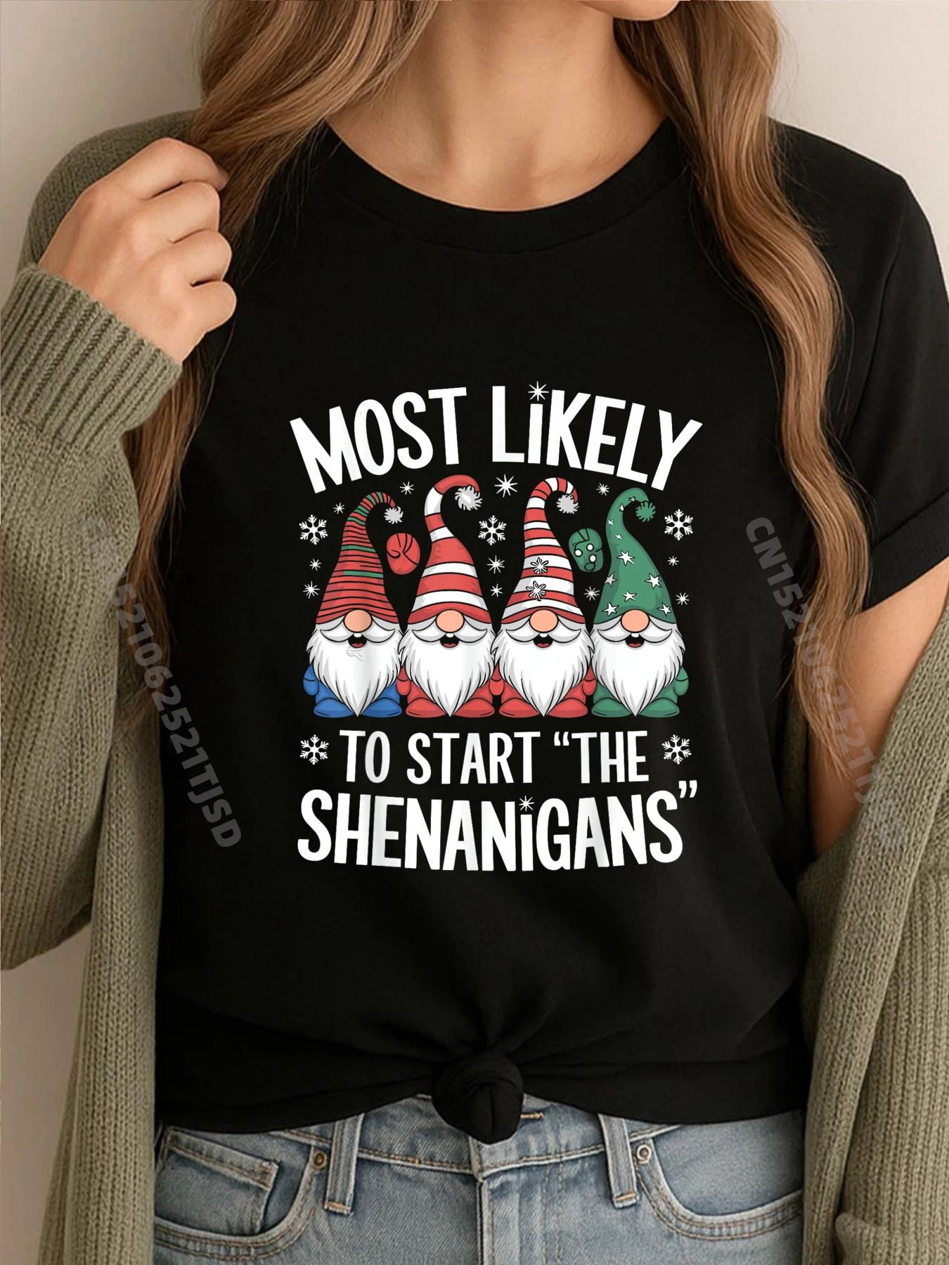 

Рождественский гном, самый любимый запуск Shenanigans, красная и черная футболка с рисунком, роскошная одежда, женская большая и высокая классическая футболка