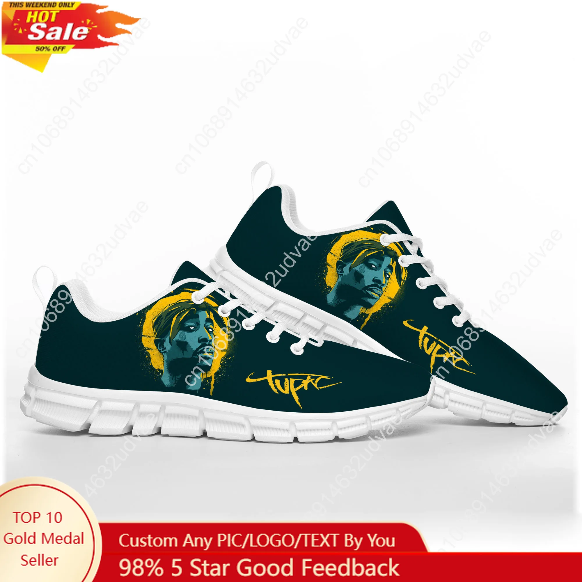 

2Pac Tupac All Eyez on Me Sports Shoes Mens Womens Teenager Sneakers Footwear Casual Couple Shoes White