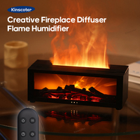 Simulated Fireplace Aroma Diffuser 150ml Flame Air Humidifier with Remote and Waterless Auto Off for Home Room Creative Gift