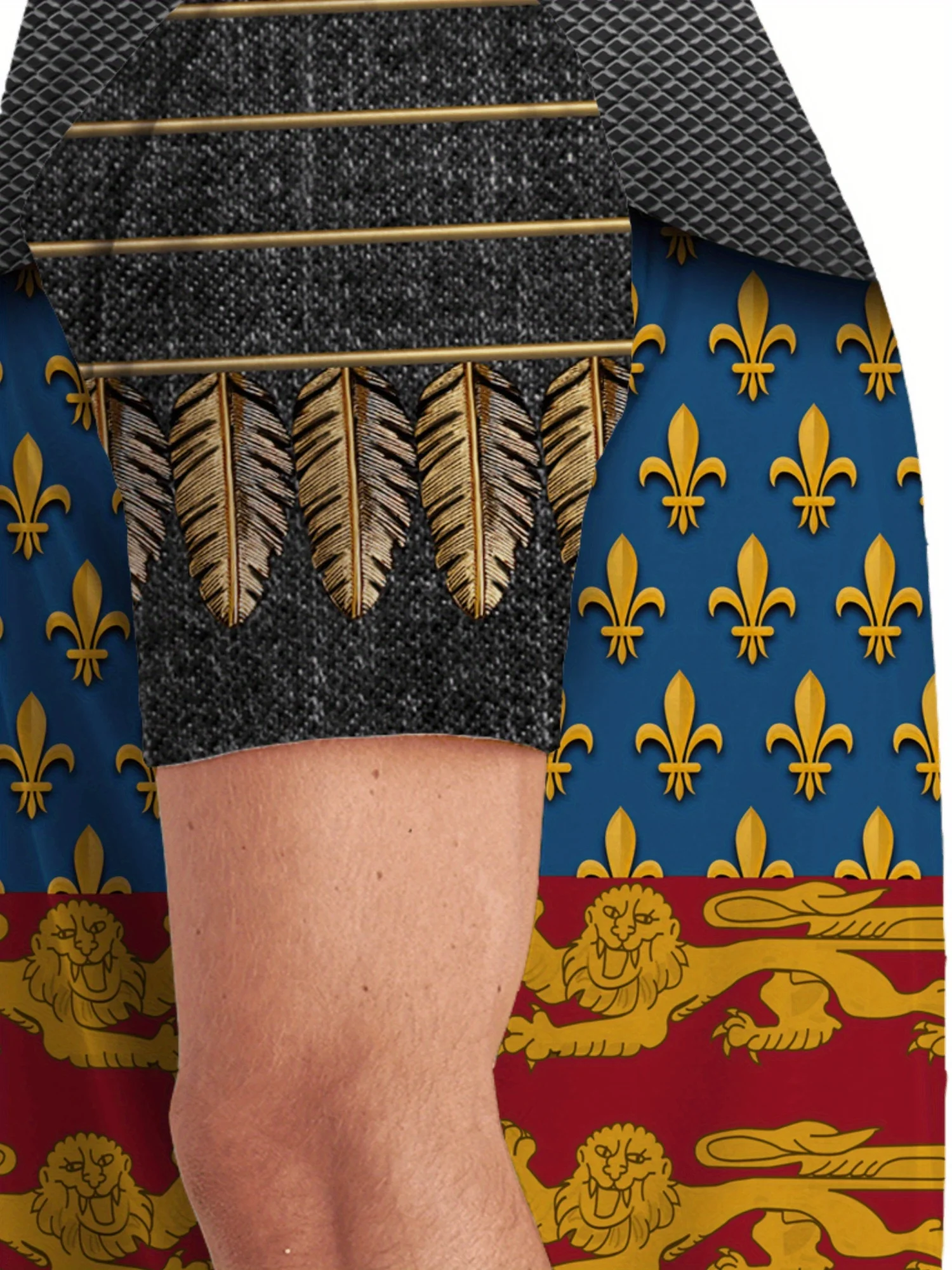 Men's Medieval Knight Armor 3D Print T-Shirt - Short Sleeve, Breathable Polyester, Retro Gorgeous Design with Coat of Arms