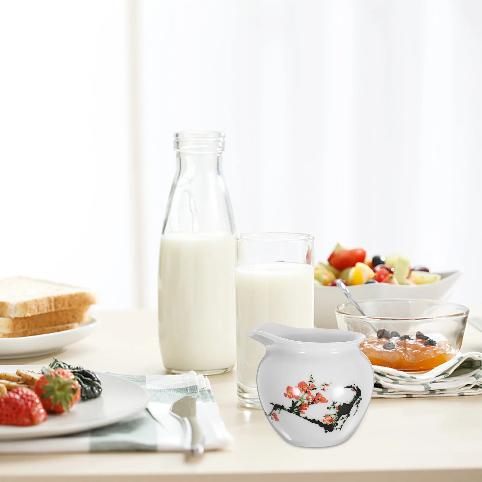 

Ceramic Milk Pitcher Handleless Small Sauce Jug Spout Maple Syrup Creamer Salad Dressing Gravy Boat Ceramic Milk Pitcher