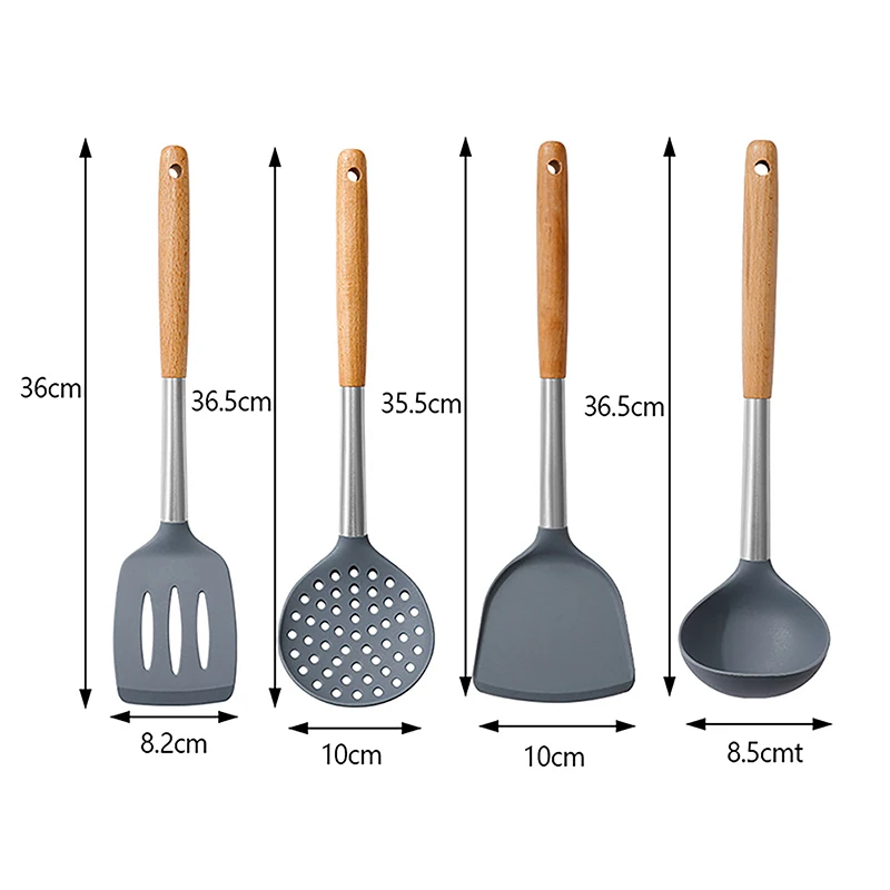 Juego de utensilios de silicona resistentes al calor, utensilios de cocina antiadherentes, espátula, pala, cucharas medidoras para hornear