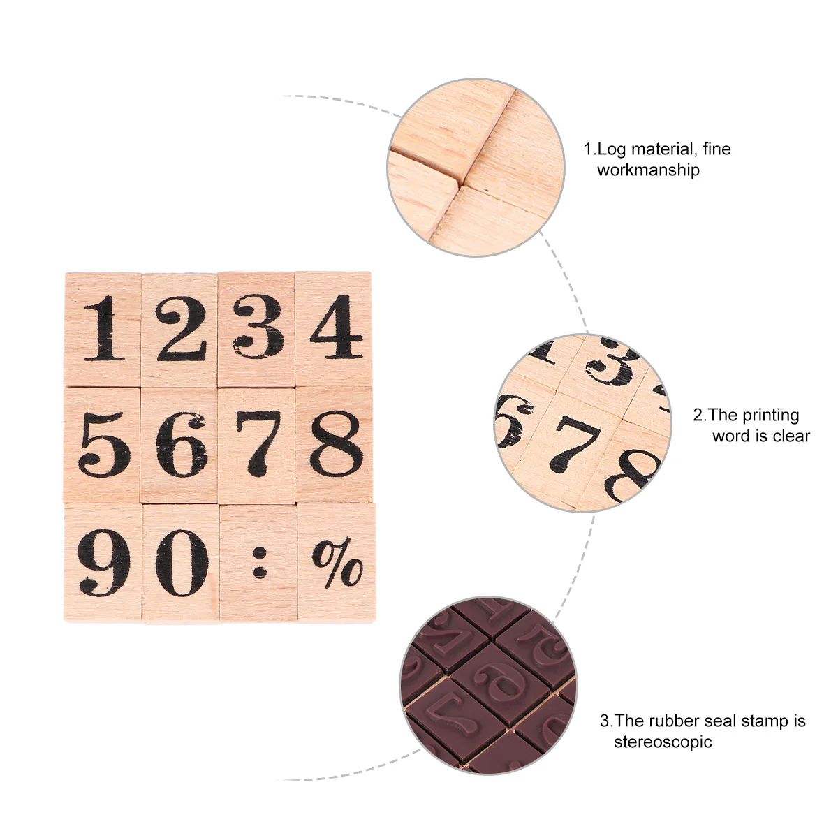 Journal Seal Stamp Number Design Stamps DIY Crafts Accessories Wooden Woody Toy