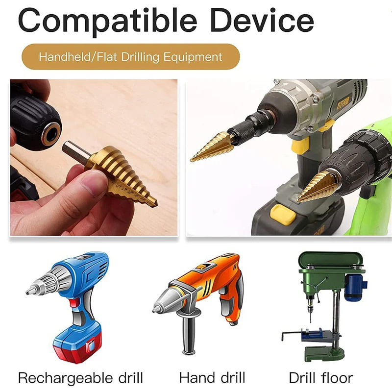 

Набор ступенчатых сверл из титана HSS Unibit от 1/8 до 1-3/8 дюймов, ступенчатые сверла и центральный перфоратор-ABUA