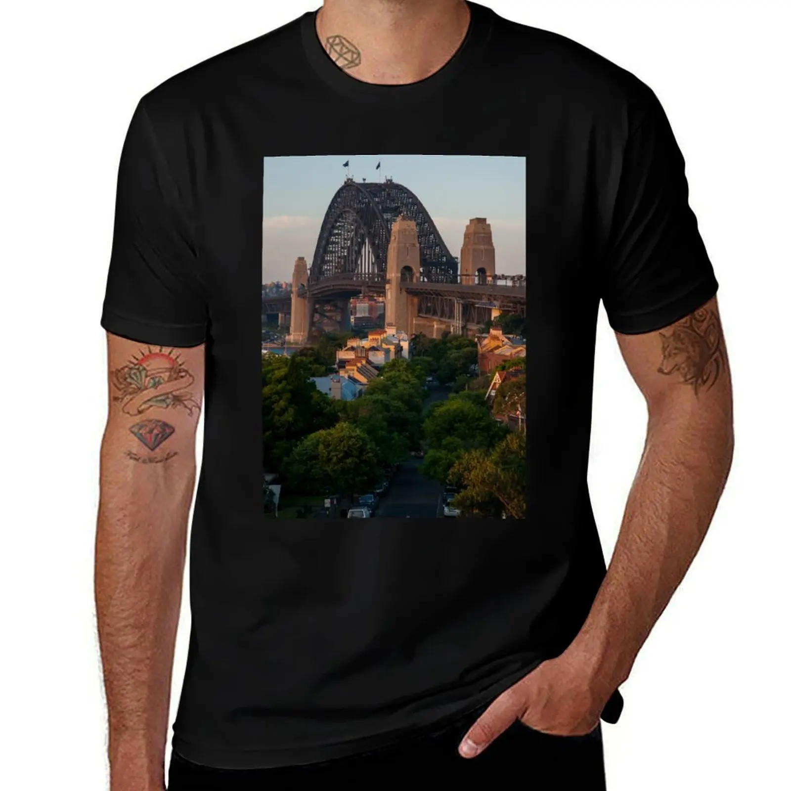 Sydney Harbour Bridge T-Shirt Basic Short Sleeve T-Shirt for Men