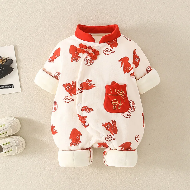 

Утепленная хлопковая куртка для новорожденных на первый год Тигра, теплая, с мультяшным принтом, в корейском стиле, с круглым вырезом, на одной пуговице