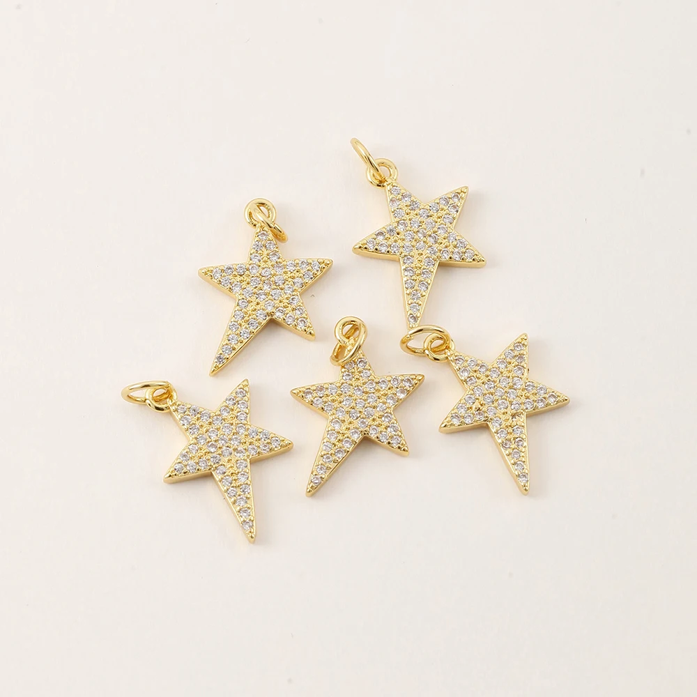 Cute Star Charms For Jewelry Making Supplies Gold Color Zircon Diy Earrings Bracelet Necklace Keychain Excellent Quality