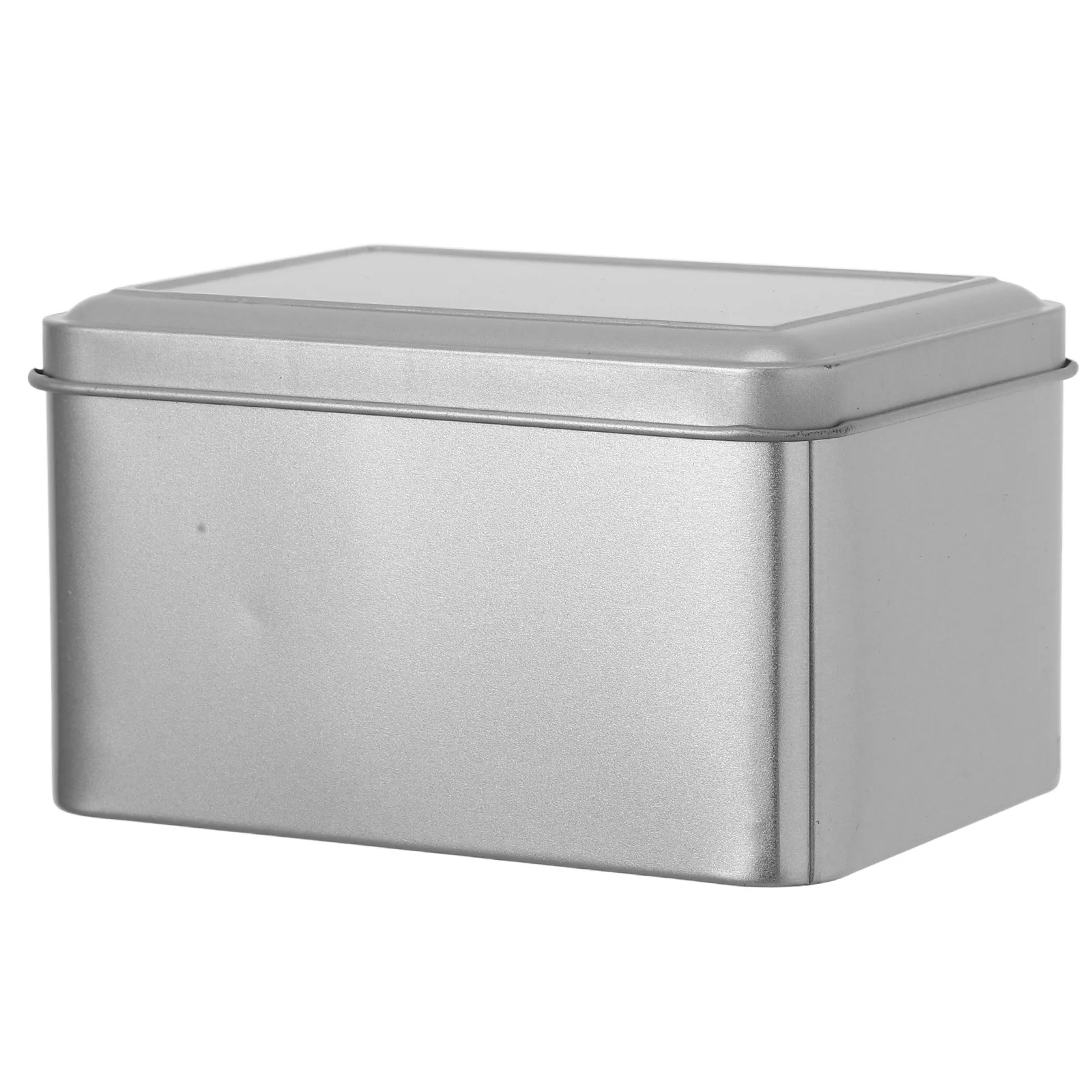 

4pcs Biscuit Tins Silver Rectangular Tinplate Box Secure Lid Wedding Favor Tea Storage Container Small Decorative Metal Canister
