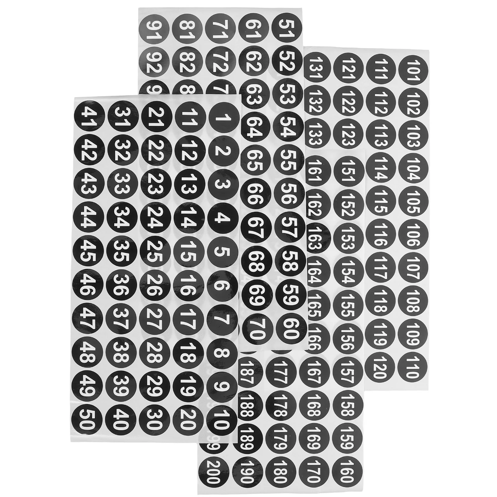 4 Sheets Round Number Stickers Labels Adhesive for Classification Organizing Storage Auction Paddles with Numbers
