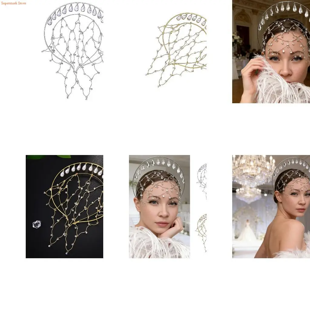 

Q5WE Stylish Rhinestones Hair Accessory Headdress For Women Elegant And Decorative Design For Bridal And Party Use