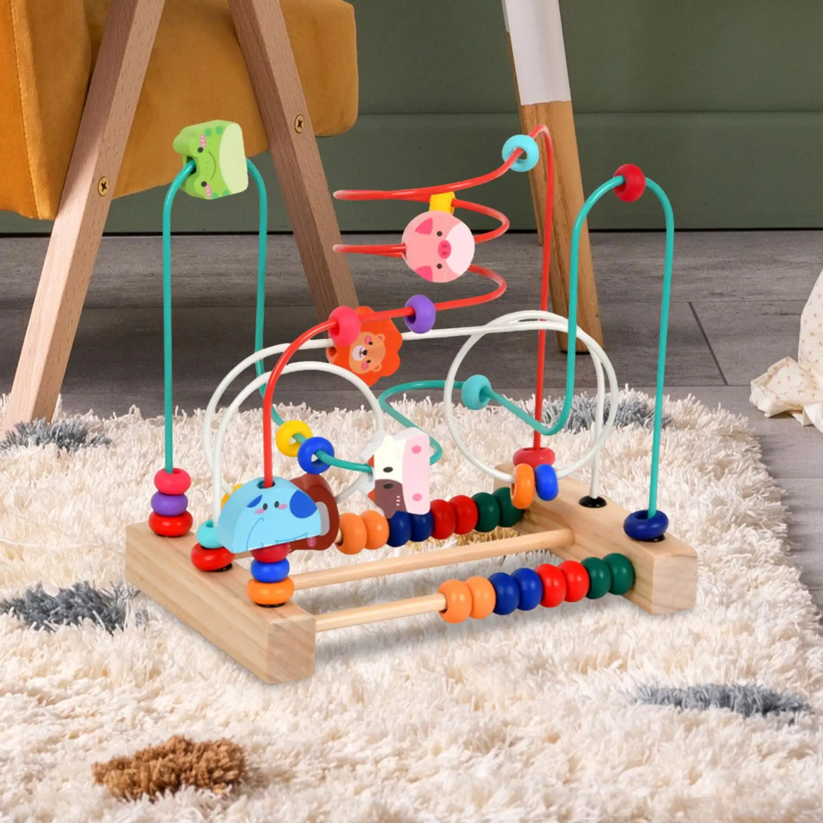 لعبة المتاهة الخرزة أشكال الحيوانات هدية عيد ميلاد التفكير المكاني L المهارات الحركية التنموية التفاعلية الأسطوانة الملونة