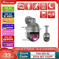 Câmera IP Techage-PTZ com Detecção Humana AI, Câmera de Vigilância CCTV, Vídeo ao ar livre, Áudio Bidirecional, ONVIF, POE, 5MP, 8MP, 4K