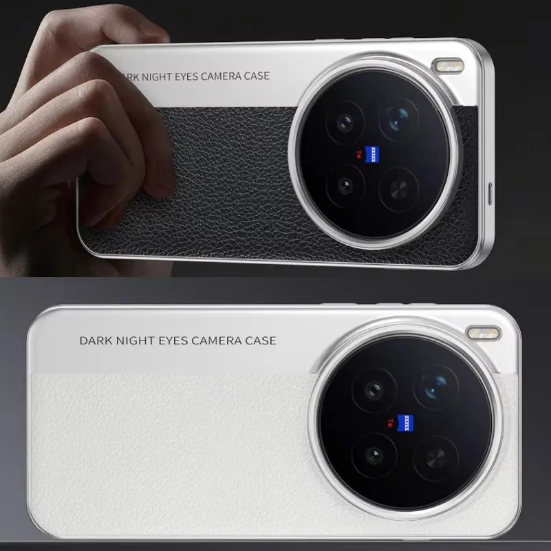 

Luxury Classic Leather Protection Case For VIVO X300 Pro x300 X200 Ultra X200s X200 FE Slim With Raised Metal Bezel Back Cover