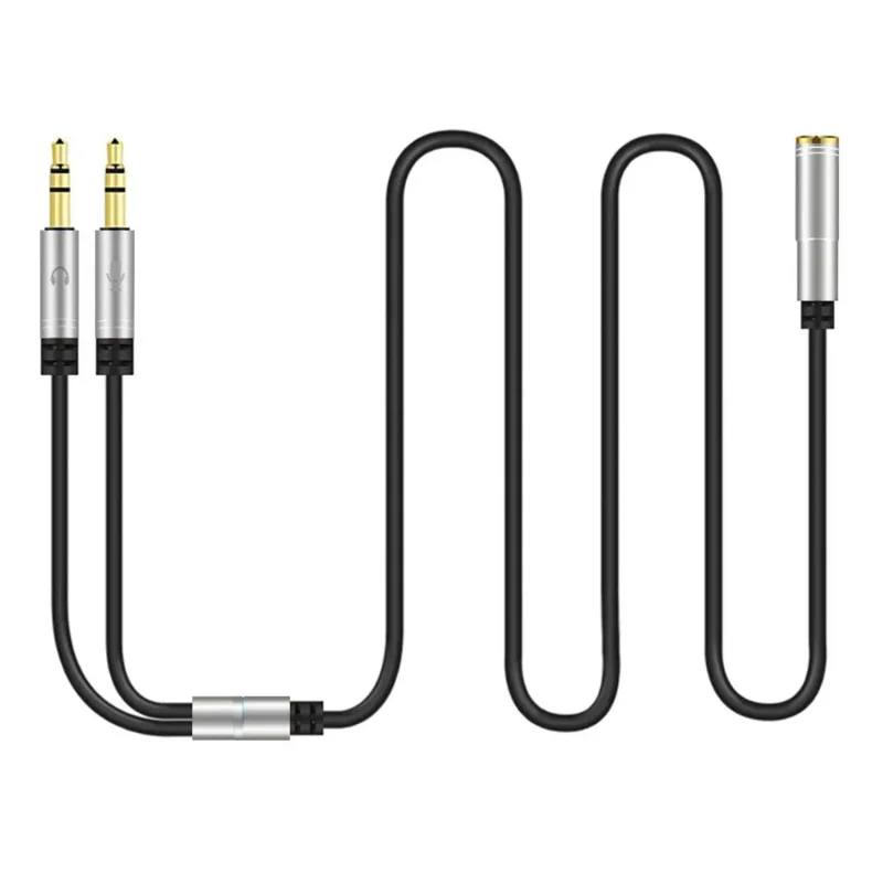 Canfon headphone splitter: 3.5mm female to dual 3.5mm male audio Y cable for connecting a smartphone headset to a computer