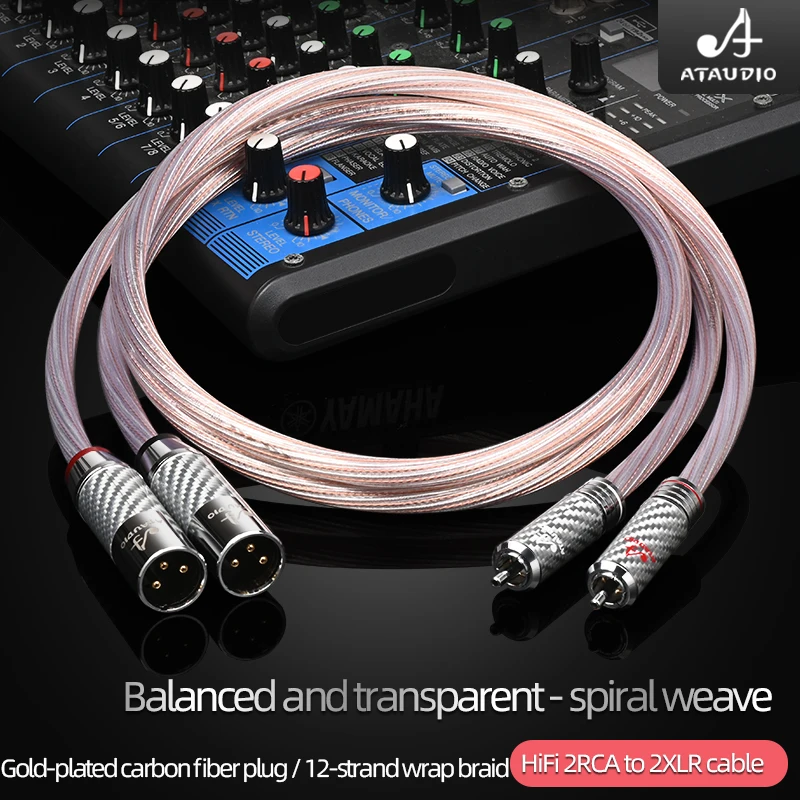 ATAUDIO Hifi 2RCA to 2XLR Cable Hi-End Copper and Silver RCA Male to XLR Male Cable for DAC DVD CD Amplifier