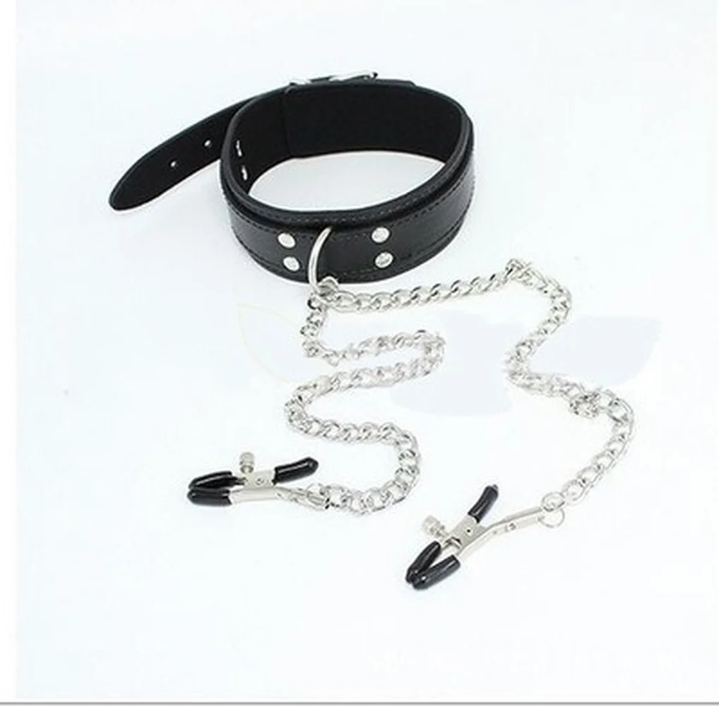 Sex Shop BDSM Bondage Restraint Fetish Collar Chain Collars Collocation Nipple Clamps No Vibrators Erotic Sexual Toy Adult