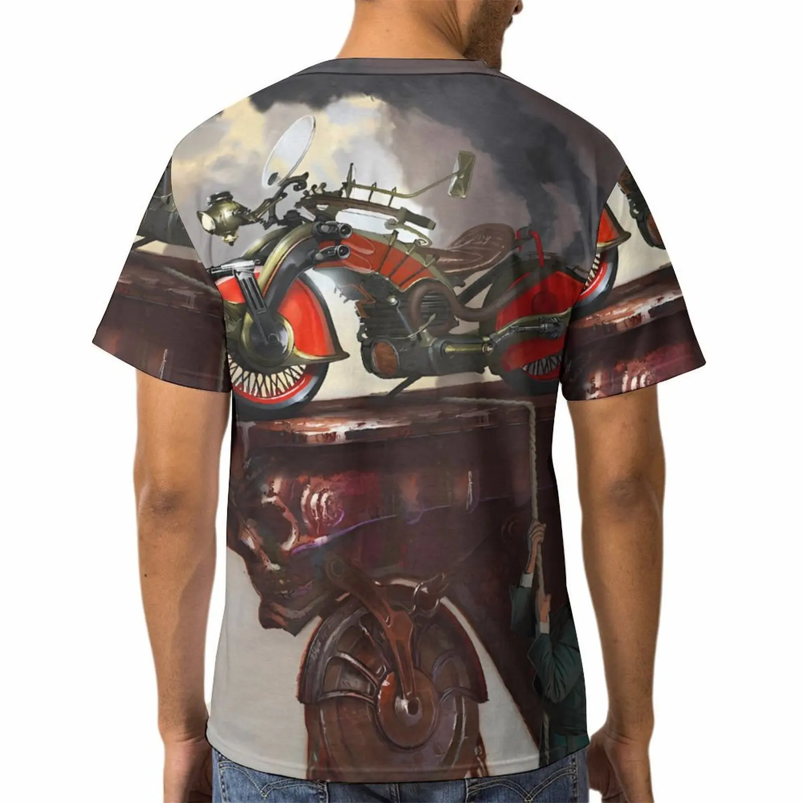 Summer Fashion New Men Motorcycle Graphic T Shirts Trend Personality Cool Style Locomotive Pattern 3D Print Tee Short Sleeve