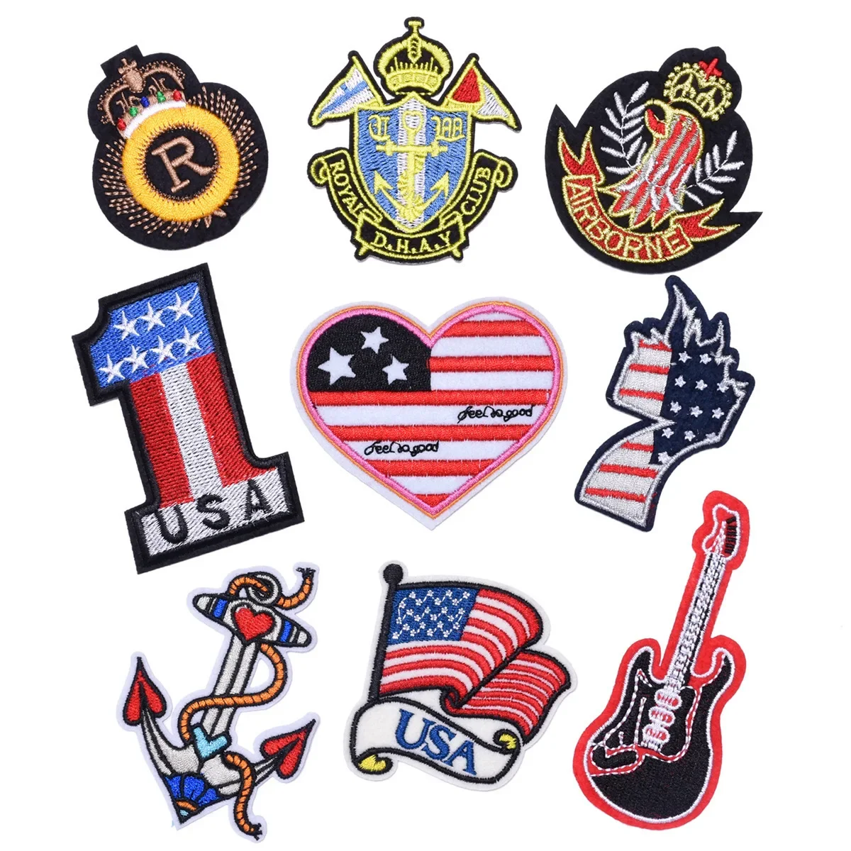 5pcs/ Academic Style Black Embroidered Cloth Badge Punk English Letter Patch DIY Clothing Accessories Hole Repair Patch Supplies