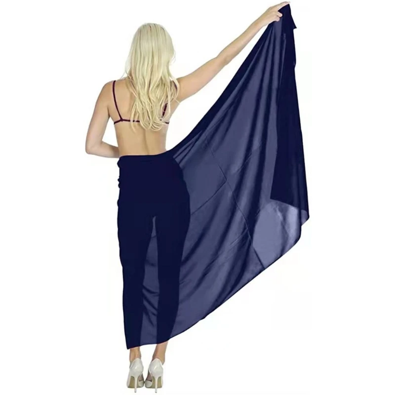 2024 New Beach-Sarong-Pareo for Womens Chiffon-Semi-Sheer Swimsuit Cover-Ups Side Tie Long Wrap Skirt for Swimwear Bathing Suit