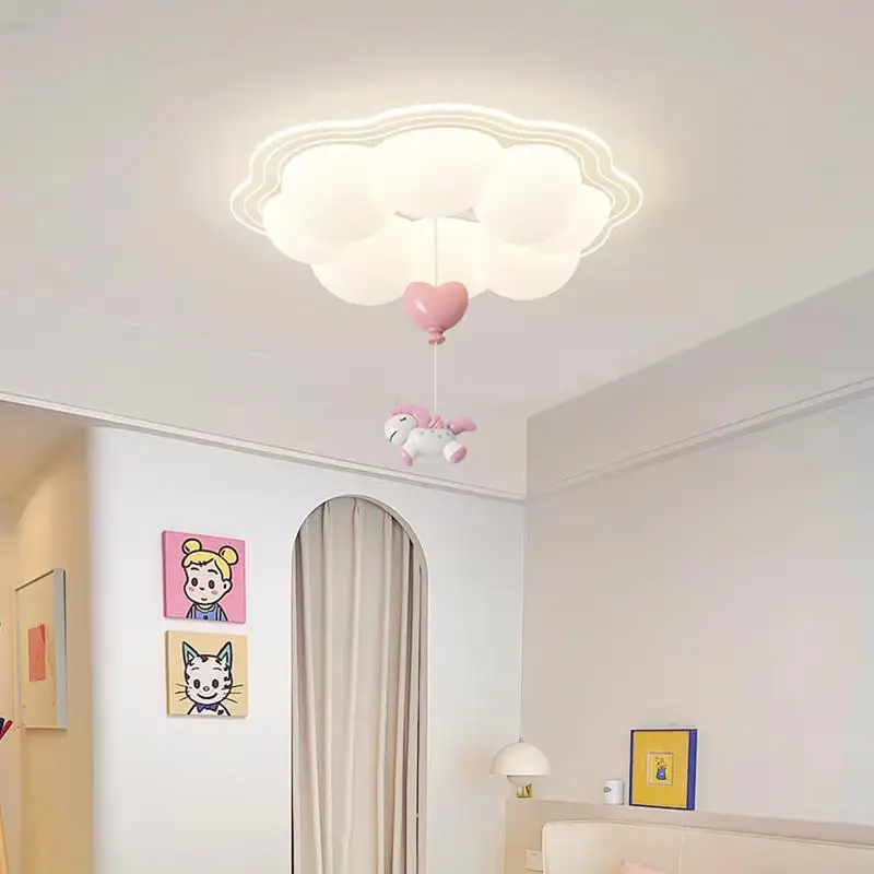 Children's Room Bedroom Ceiling Light Modern Cream Style Creative Hanging Ball Cartoon Room LED Eye Protection Home Ceiling Lamp