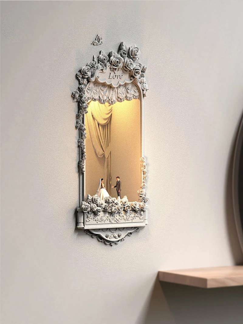 Corner Embedded Wall Light For Wedding Party Decoration Rose Flower Wall Lamp For Bedroom Plaster Modern Wall Sconce Night Light