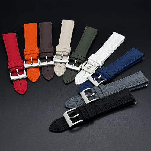 Imagen 2 del producto Correa de reloj trenzada de goma FKM de 20/21/22mm, banda de liberación rápida para pulsera Universal Omega Rolex Seiko Citizen Longines Tissot