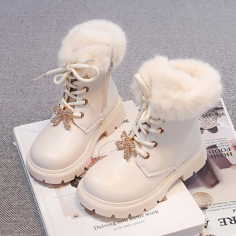 Kids Leather Ankle Boots 2026 Fashion Ankle Girls Women Winter Boot Velvet Thicken for Daily Wear School Anti Slip Short Boots