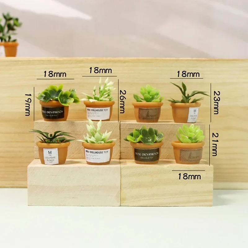 1:12 Scale Random Mini Potted Plant Figurines Dollhouse Mini Pot Model Kitchen Scene Decor Accessories