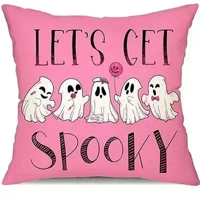 Halloween Decorative Pillowcase Ghost Pumpkin Truck Pattern Pillowcase Living Room Sofa Linen Cushion Cover Room Decoration