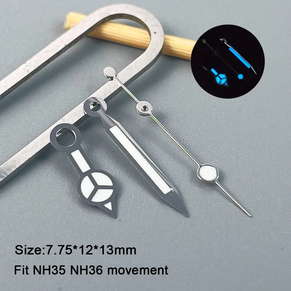 NH35 Wijzers Rose Goud Zilver Goud Horloge Wijzers Voor NH35/NH36/4R/7S Beweging Horloges Pointers blauw Lichtgevend