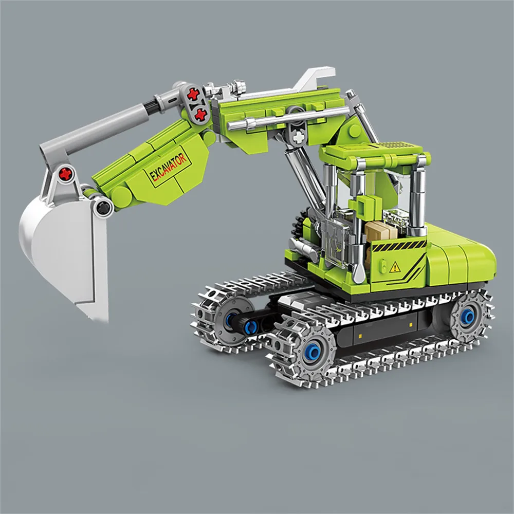 4 في 1 شاحنات الرفع الهندسية حفارة رافعة مدينة البناء مركبة نموذج سيارة اللبنات الطوب لعب الأطفال هدية #6