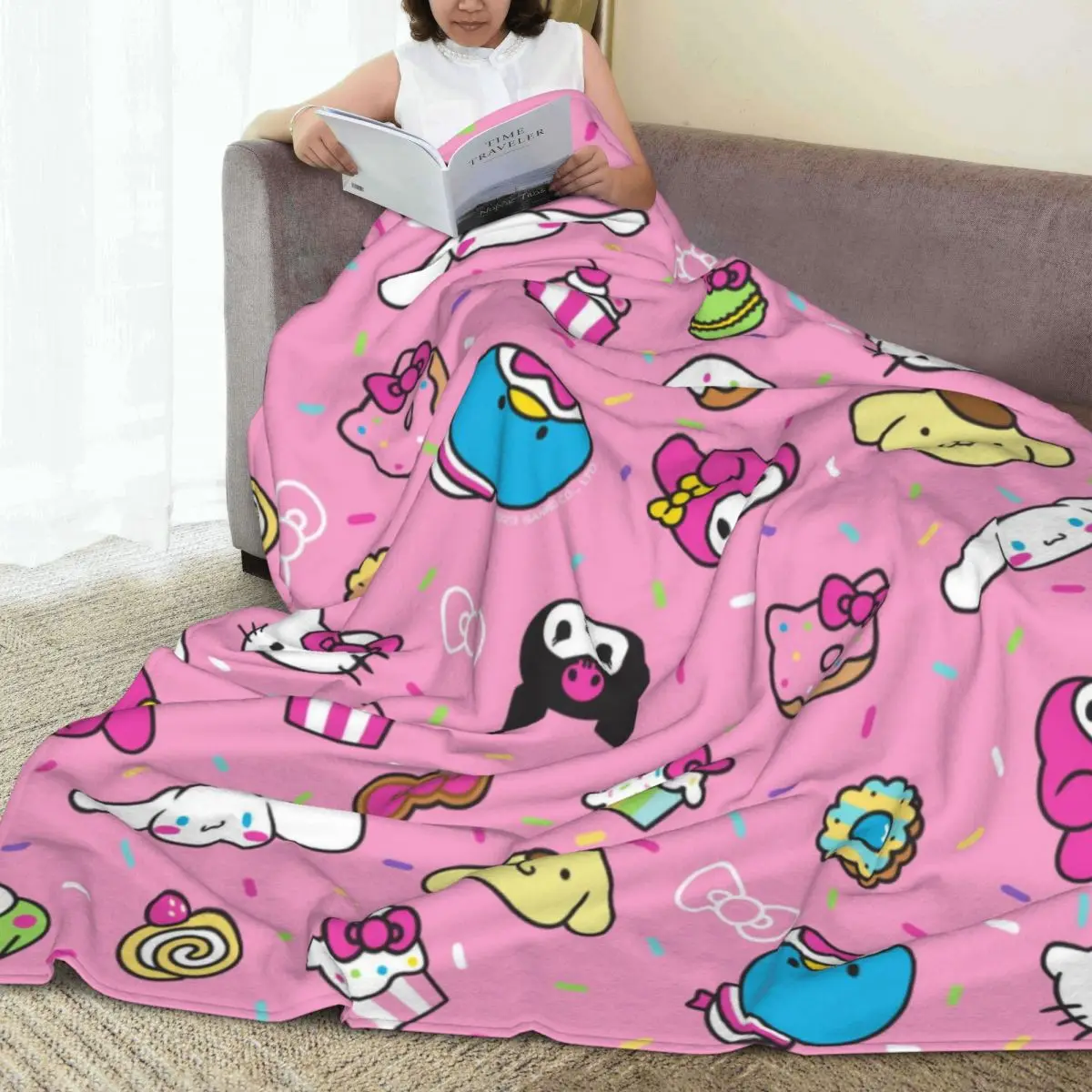 Hello Kitty Super Soft Blanket Camping Plush Throw Blanket Funny Couch Chair Flannel Bedspread Sofa Bed Cover