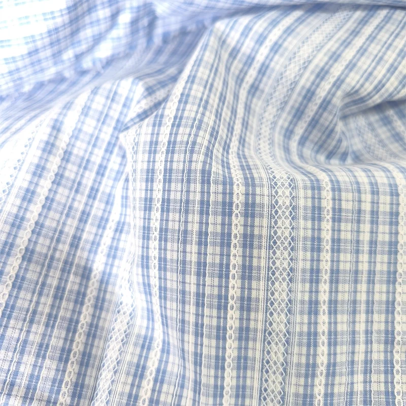 

Grid Stripe Fabric Polyester-Cotton Blue Toy Doll Clothes Shirts Dresses Curtains Tablecloths Fabrics