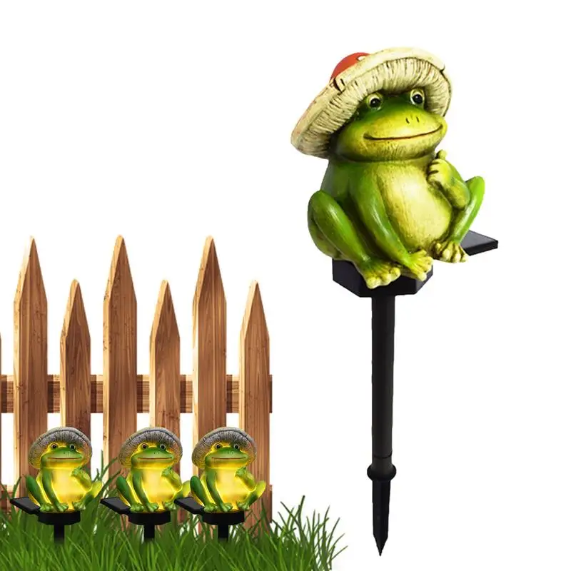 Frog Garden Statue Waterproof Garden Solar Stake Lights Solar Pathway Lights Frog Yard Decorations Outside Lights For Pathway