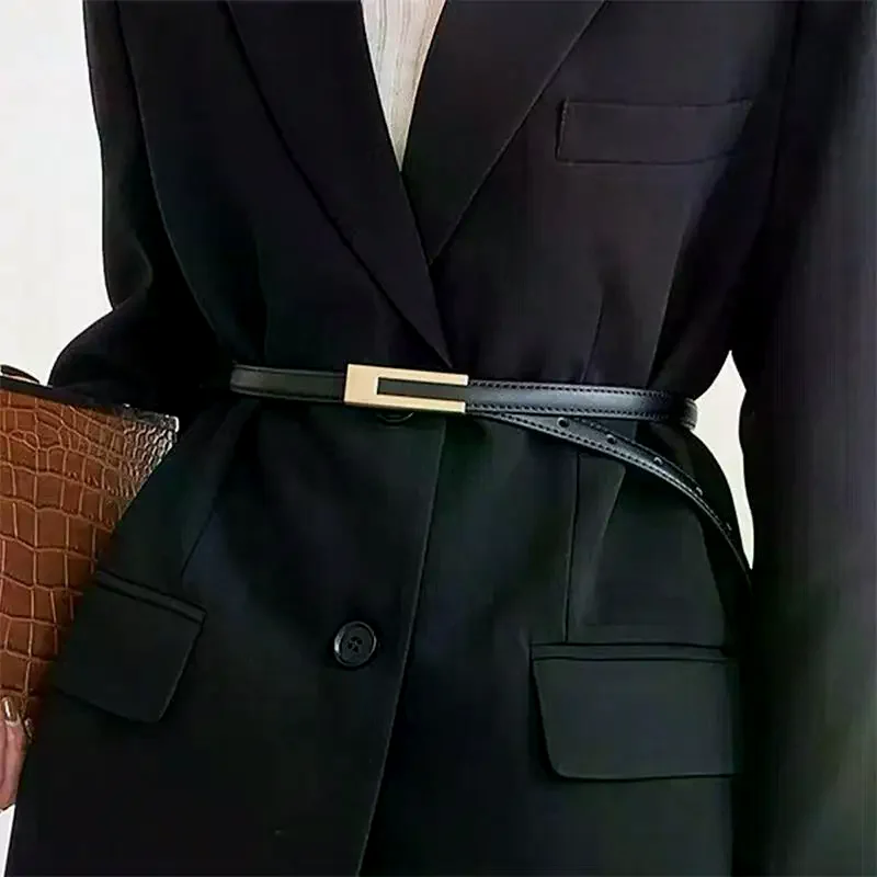 Women Korean Fashionable Thin Waist Strap Metal Accessories Basic Belt Women Casual Porous Adjustable Fashion Belts