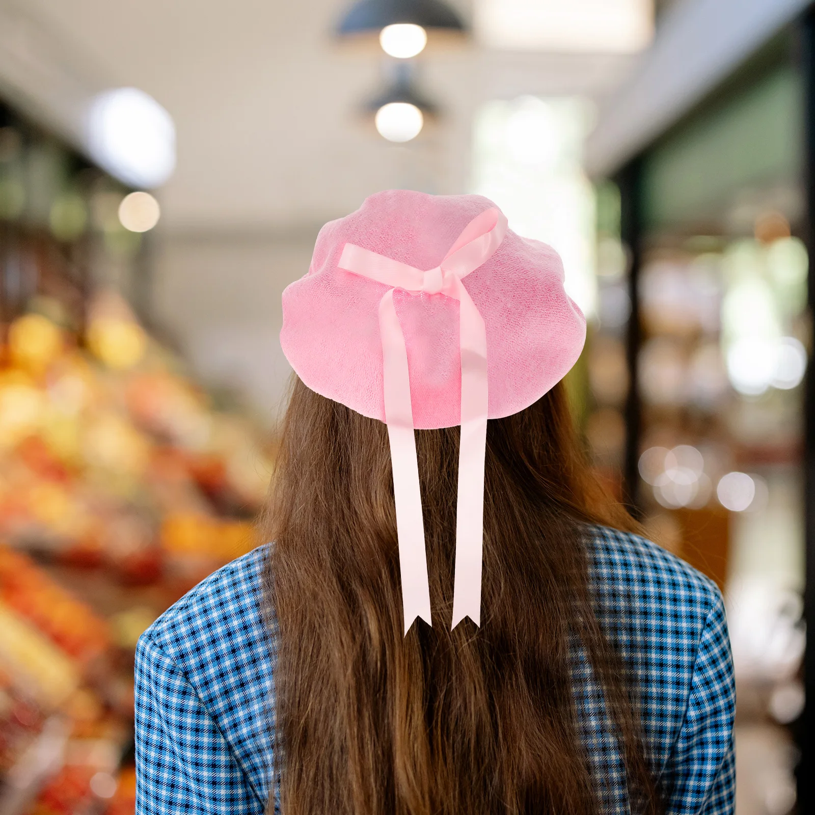 

Bow Beret Hat Women Fashion Japanese Wool Girls Lolita Sweet Bowknot Decorative Winter Party Work Daily Life Pink