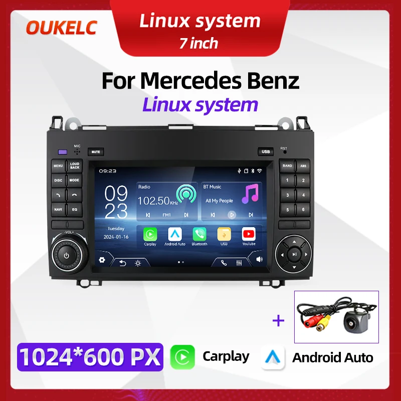 Mercedes Benz A-Klasse W169 W245 A180 A160 Scherm Carplay Navigatie Speler Android Auto Radio Multimedia BT Auto Linux Systeem
